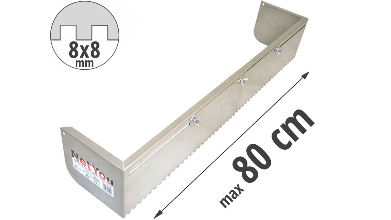 NetYou V - llana dentada ajustable para una aplicación uniforme y rápida del pegamento al suelo, ancho máximo 80 cm