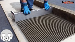 NetYou V - llana dentada ajustable para una aplicación uniforme y rápida del pegamento al suelo, ancho máximo 80 cm