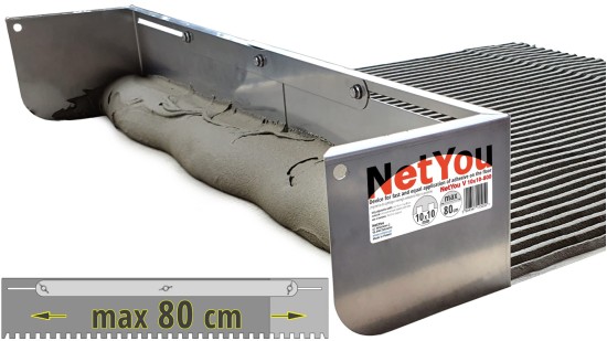 NetYou V - مجرفة مسننة قابلة للتعديل لوضع الغراء بشكل متساوٍ وسريع على الأرض، أقصى عرض 80 سم