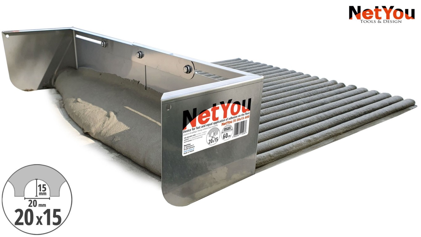 NetYou IV - регульований зубчастий шпатель для швидкого та рівномірного нанесення клею на підлогу